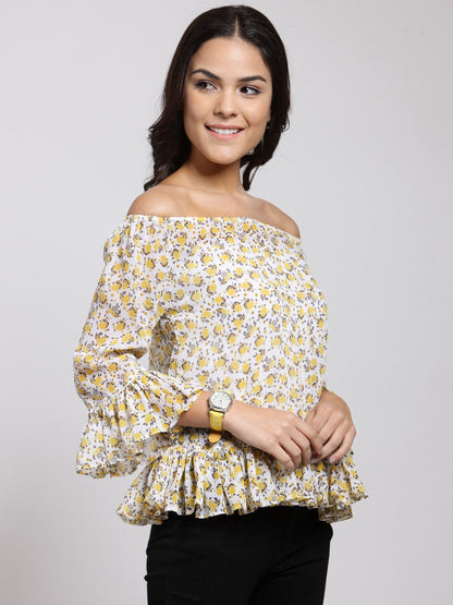 White Printed Top