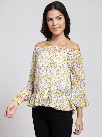 White Printed Top