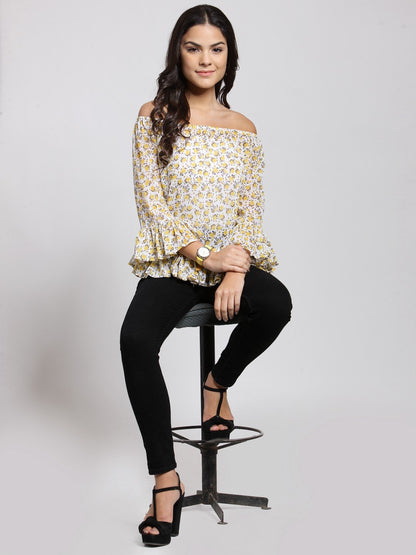 White Printed Top