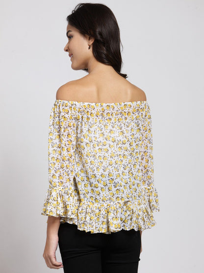 White Printed Top