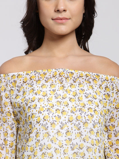 White Printed Top