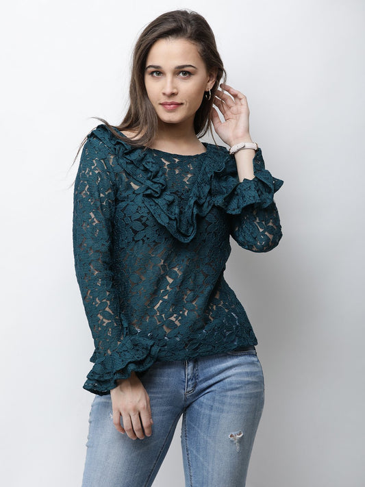 Dark Green Lace Top