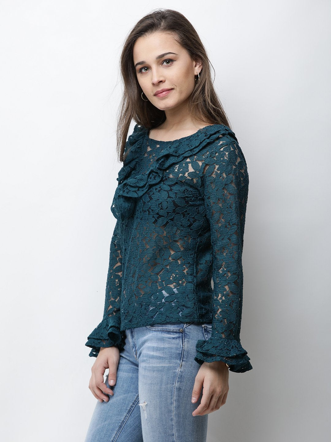 Dark Green Lace Top