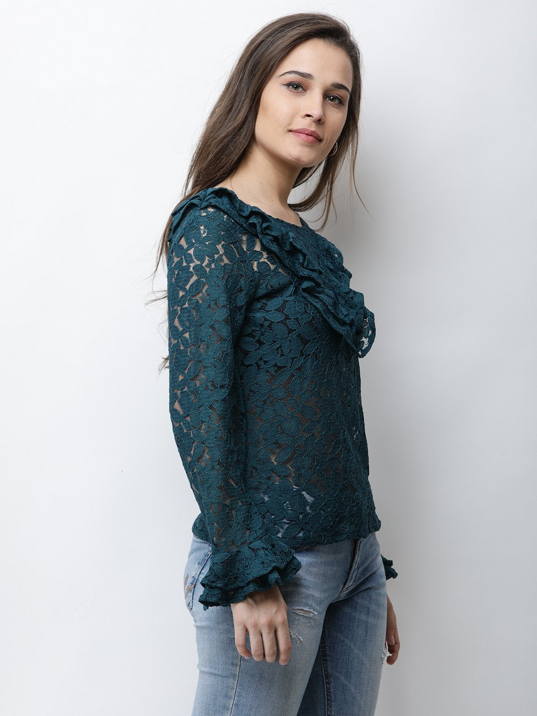 Dark Green Lace Top