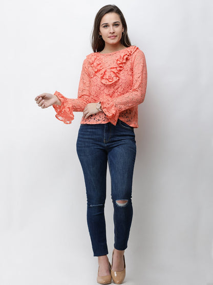Orange Lace Top