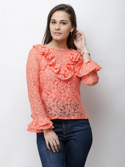 Orange Lace Top