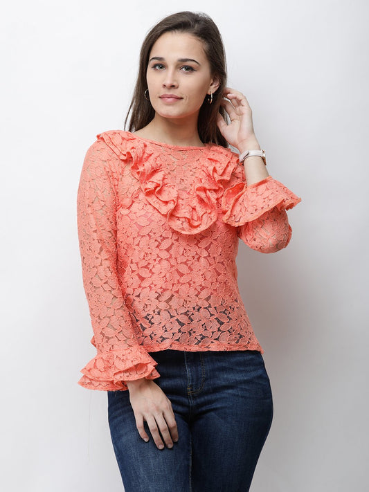 Orange Lace Top