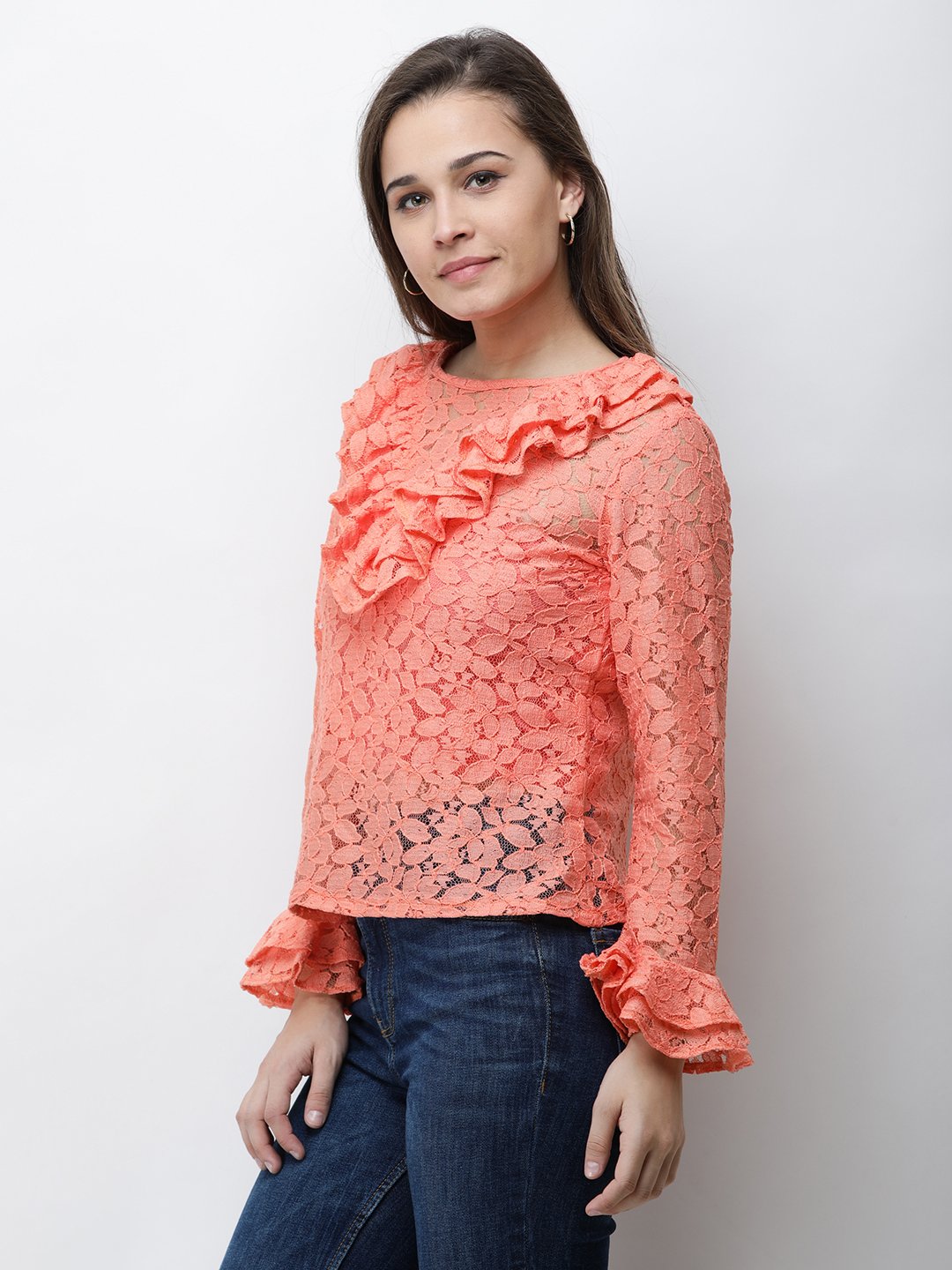 Orange Lace Top