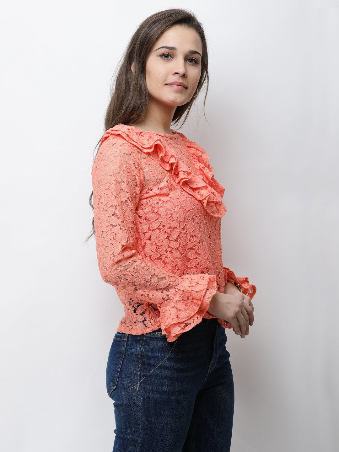 Orange Lace Top