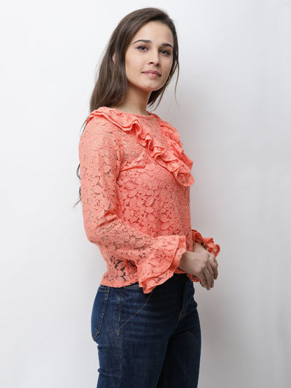 Orange Lace Top