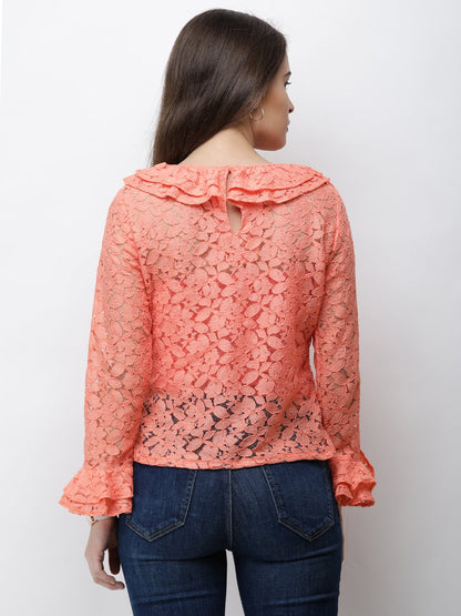 Orange Lace Top