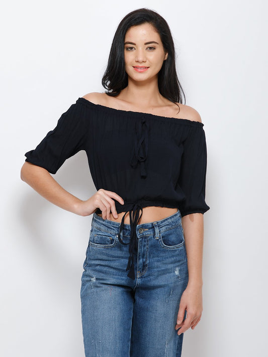 Navy crop top