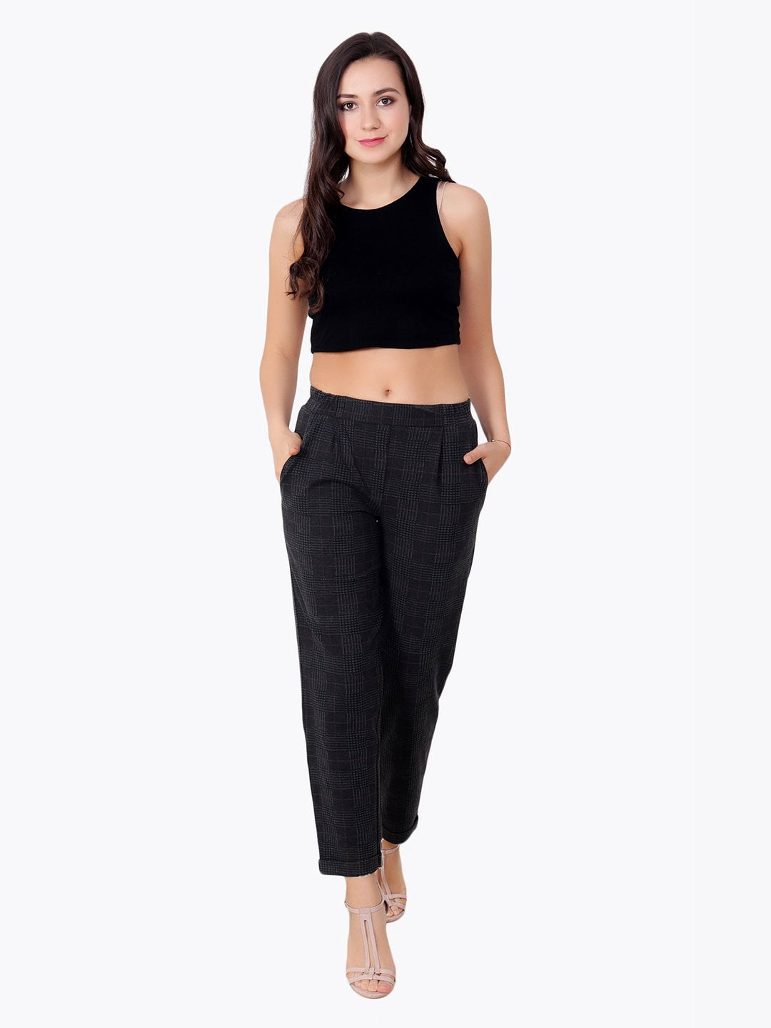 Black Check Trousers