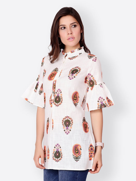 Cation Off White Printed Tunic