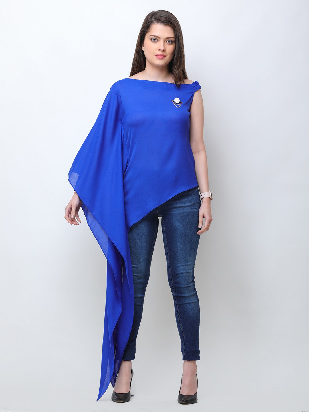 Blue One Shoulder Tunic