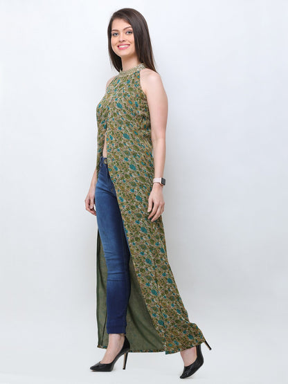 Green printed tunic