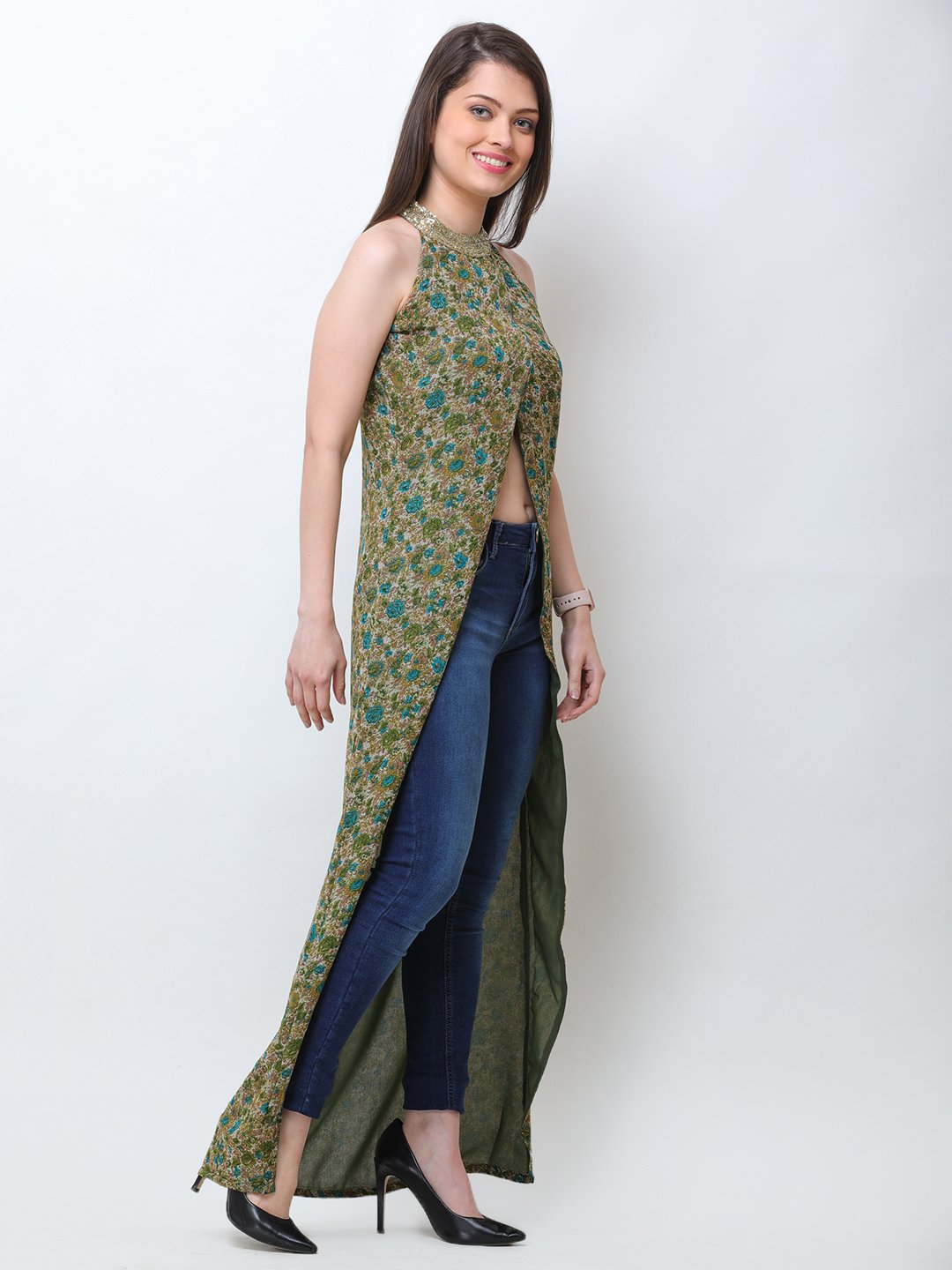 Green printed tunic